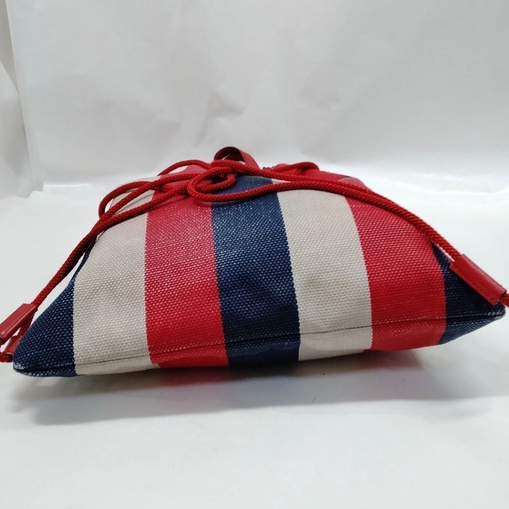 Gucci Red White Blue Striped Canvas Backpack Bold Gucci Branding Auth Knapsack - Picture 5 of 9